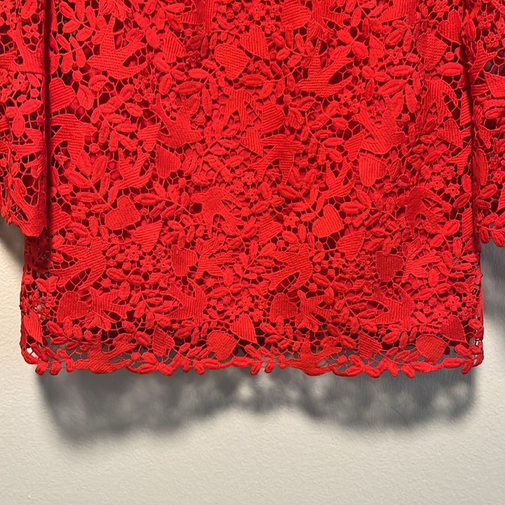 BODEN Red Heart Dove Brittany Lace Top Blouse, Red, Size 4 - Picture 4 of 12